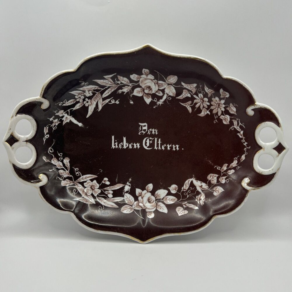 Antique German Ceramic Serving Plate “Den lieben Eltern”
